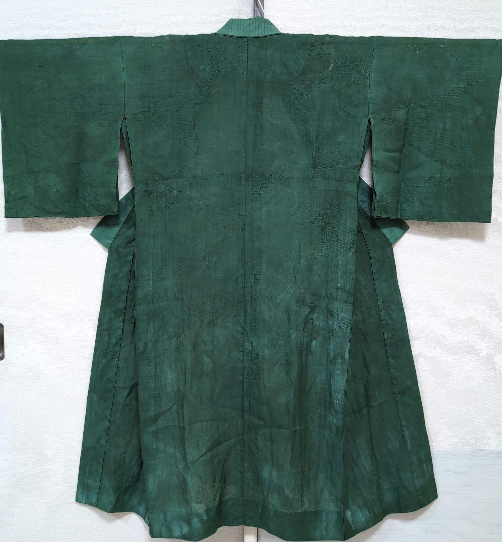 本麻　洗える長襦袢　カラー襦袢　フォレストグリーン　緑　リサイクル　ka1