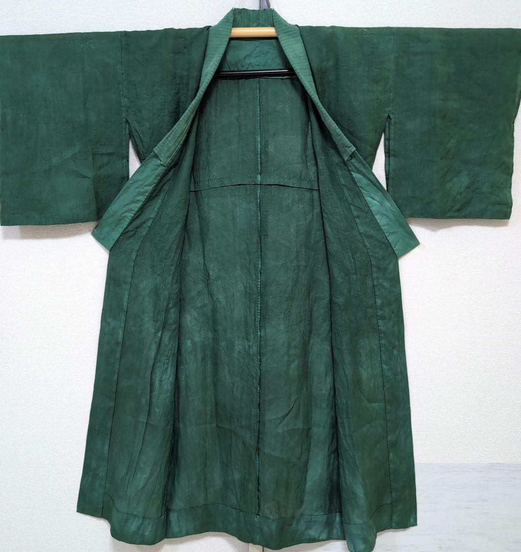 本麻　洗える長襦袢　カラー襦袢　フォレストグリーン　緑　リサイクル　ka1