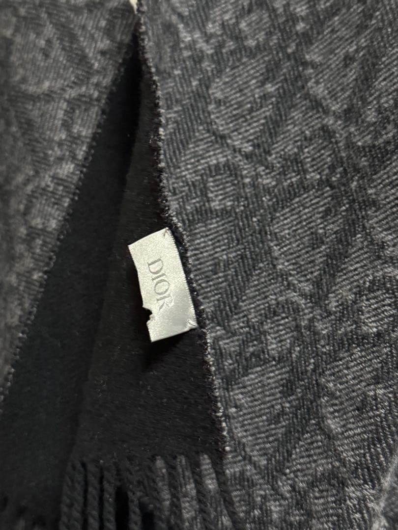 Dior グレー系 フリンジ付きマフラー