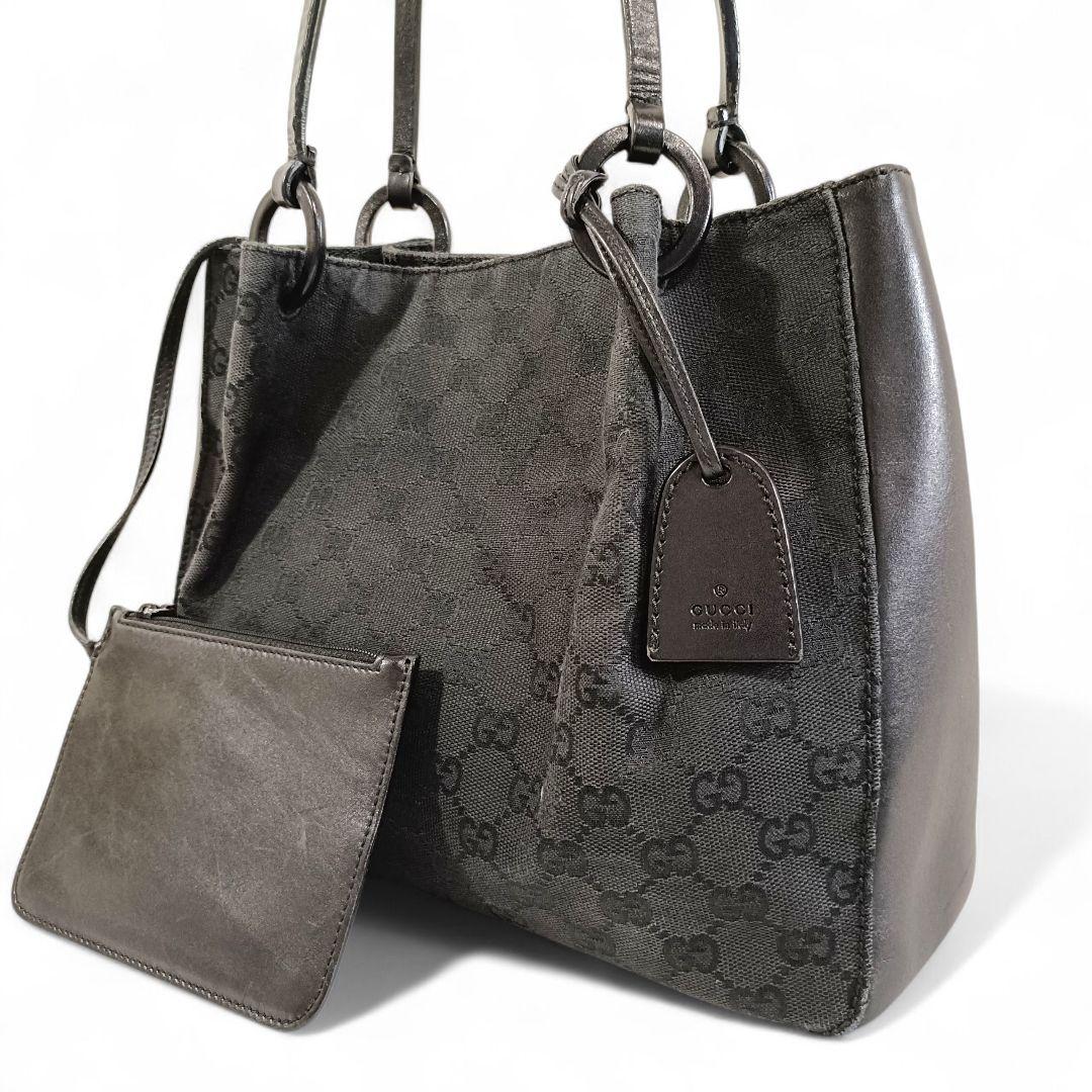 正規品 GUCCI グッチ トートバッグ キャンバス GGキャンバス 鞄 黒