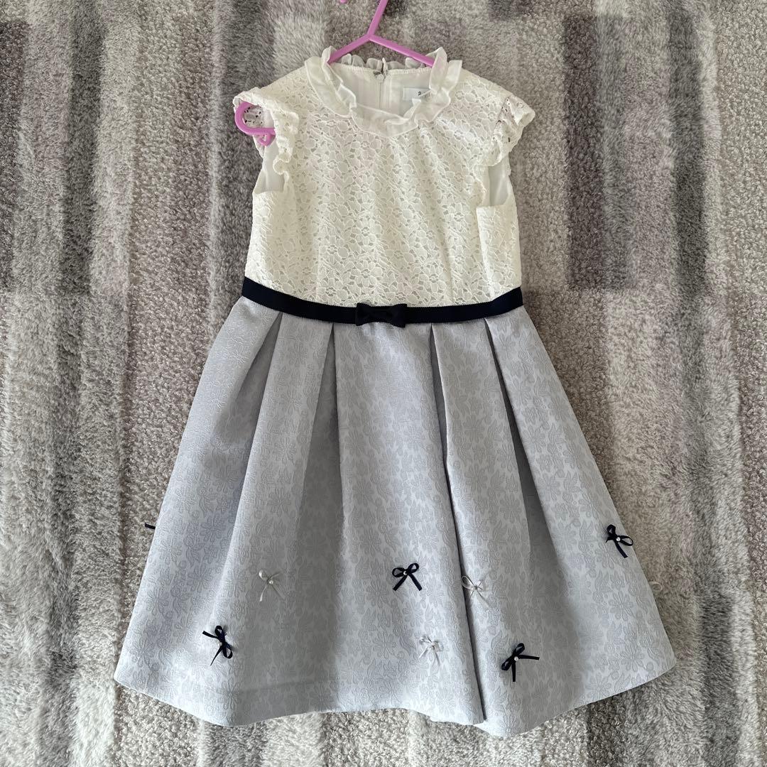 フォーマルドレス ホワイト・グレー　a.v.v 120サイズ　女の子　入学式