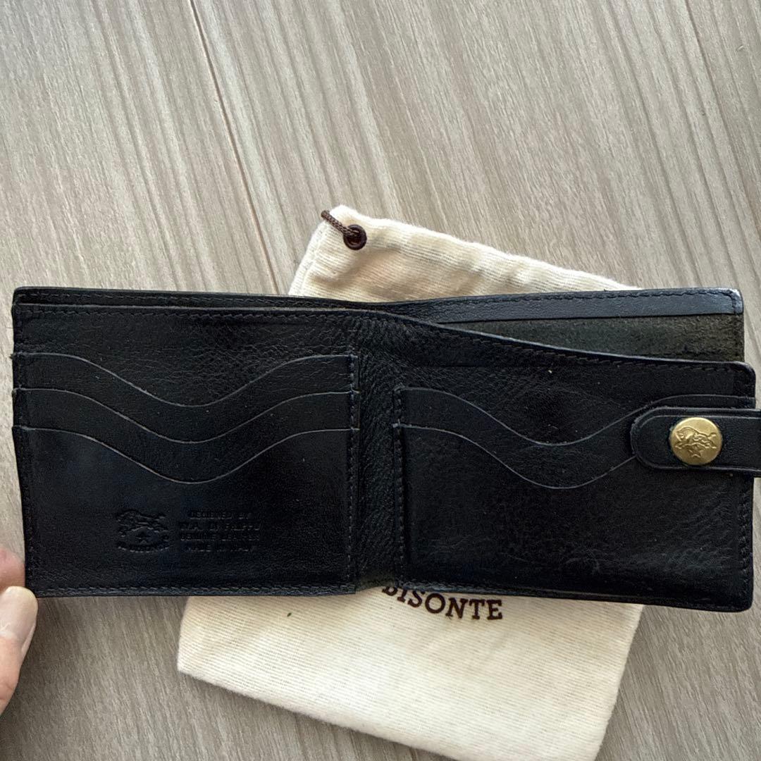 IL BISONTE 黒 レザー 二つ折り財布