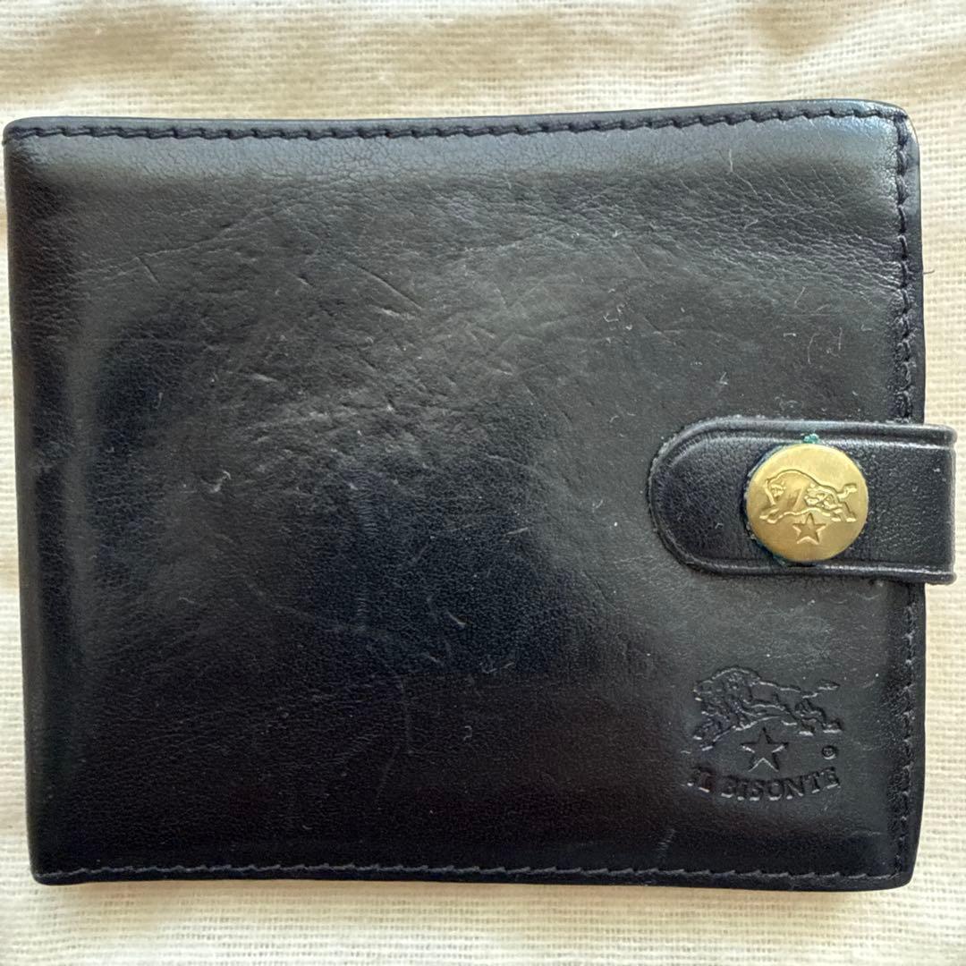 IL BISONTE 黒 レザー 二つ折り財布