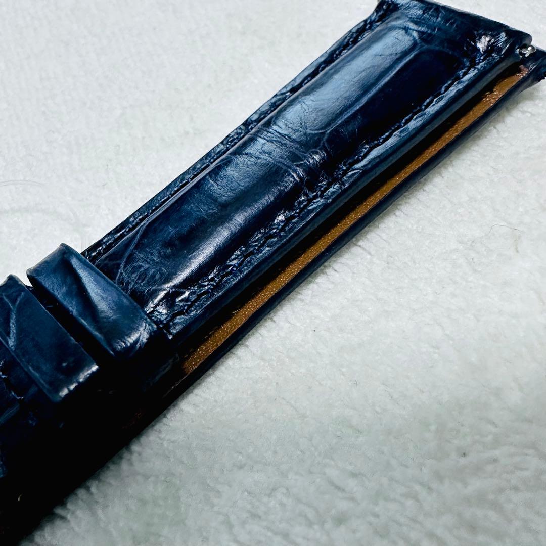 1032#18mm-16mmミッドナイトブルー★本物クロコダイルベルト★スイス製