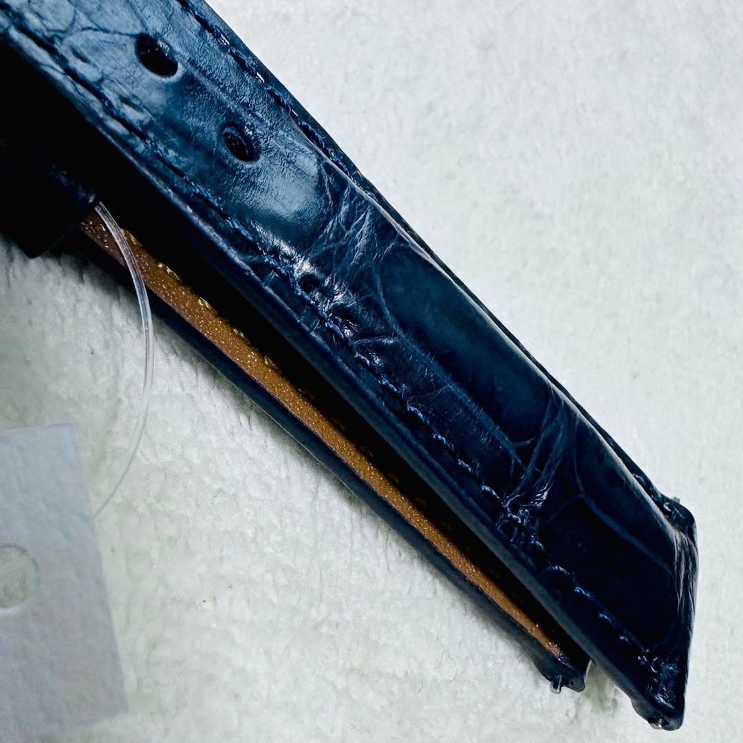 1032#18mm-16mmミッドナイトブルー★本物クロコダイルベルト★スイス製