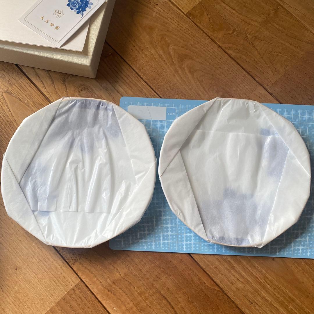 大倉陶園 デザート皿　2枚セット ブルーローズ 8011