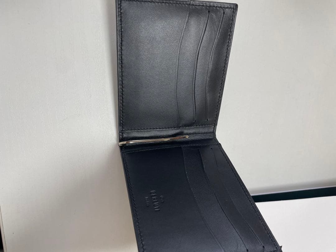 【美品】BERLUTI ブラック レザー マネークリップ