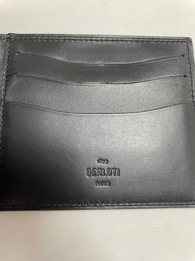 【美品】BERLUTI ブラック レザー マネークリップ