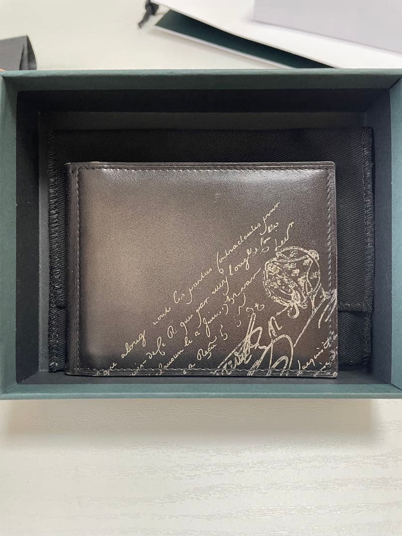 【美品】BERLUTI ブラック レザー マネークリップ