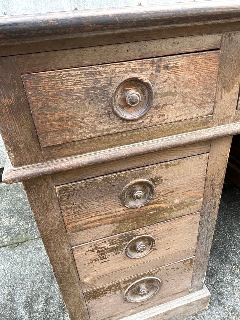 アンティーク/古道具/無垢材/両袖机/書斎机/分解式/作業台/デスク/店舗什器