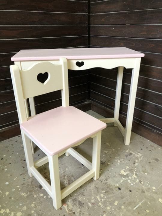 GDYN学習机チェアーセット　パステルピンクハート
