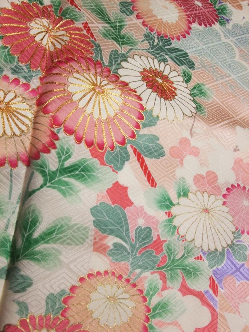 パステル古典柄/ぼかし染め/金駒刺繍/振袖フルセット　ｍ61白　成人式