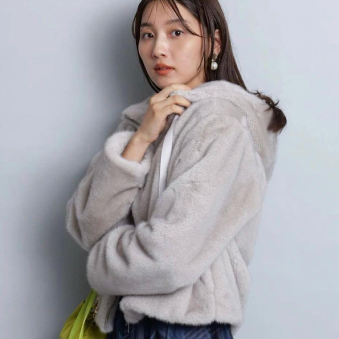 JUSGLITTY ダブルジップ ファーパーカー グレージュ M 美品