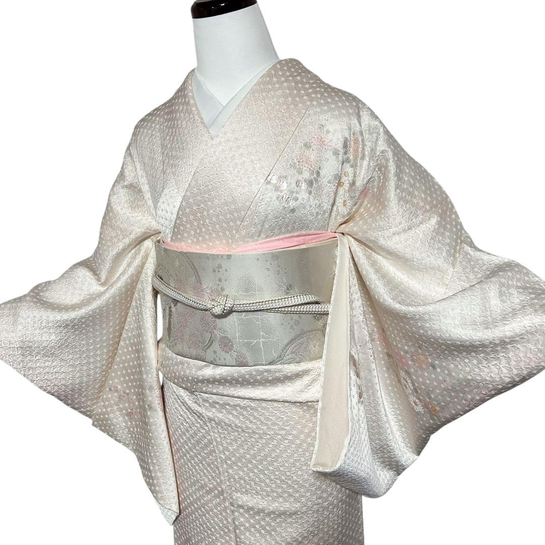 未使用近い　美品　袷　正絹　総絞り　螺鈿風　友禅　訪問着　フルセット