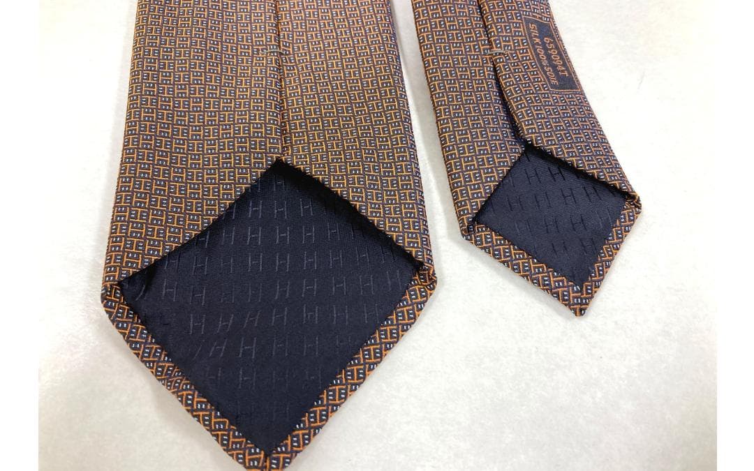 HERMES シルク100% ネクタイ ブラウン系