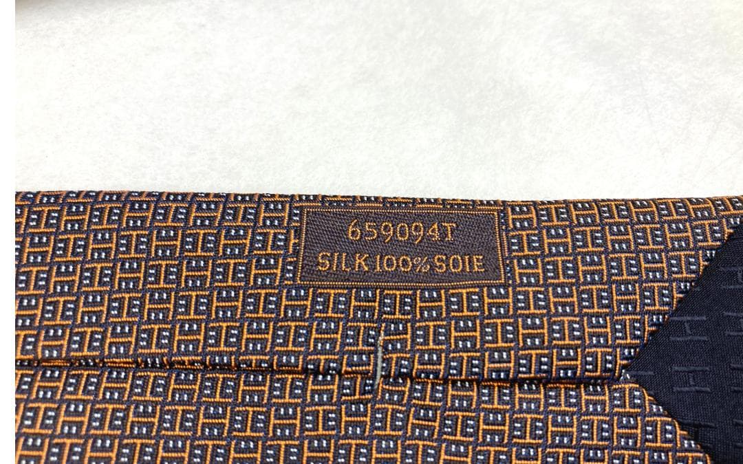 HERMES シルク100% ネクタイ ブラウン系