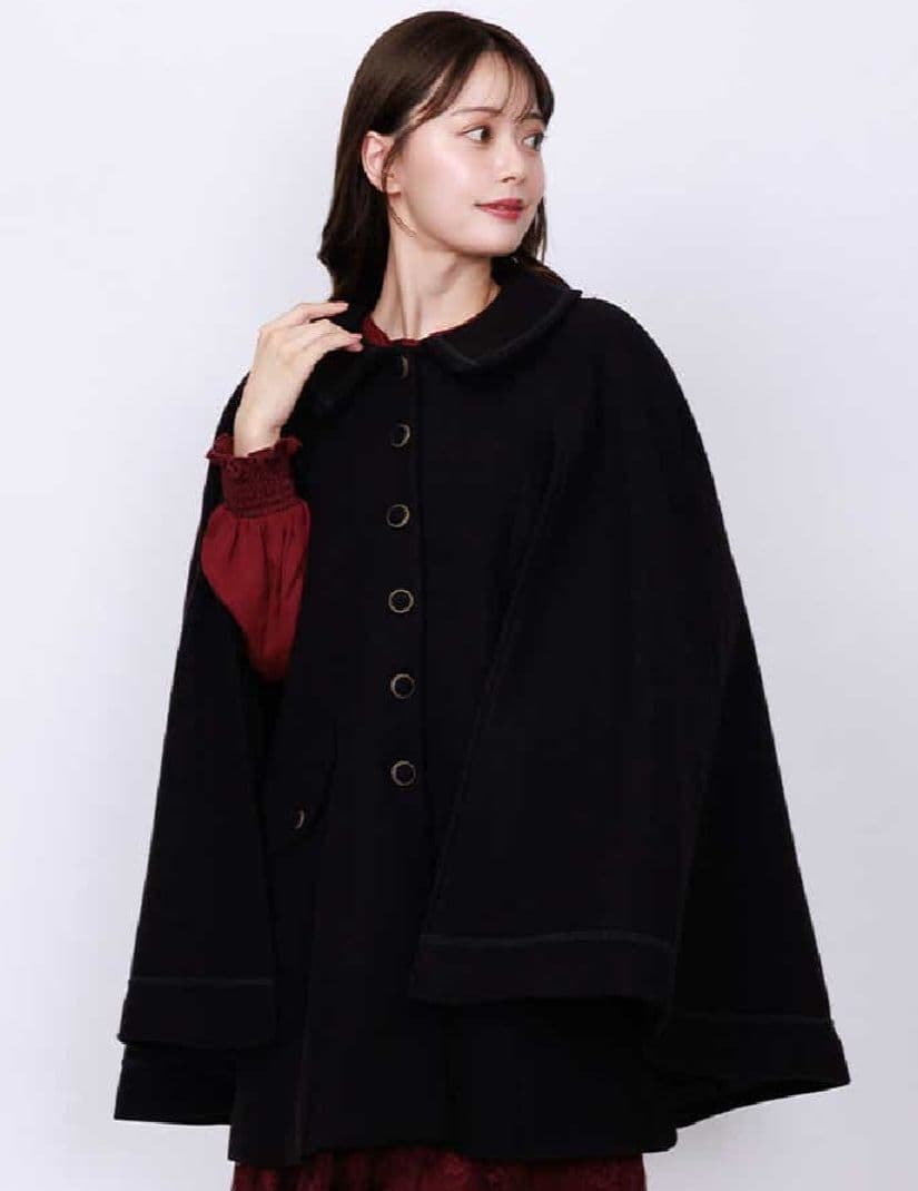 最終値下げ！【新品未使用】axes femme ファー襟付きケープコート 黒