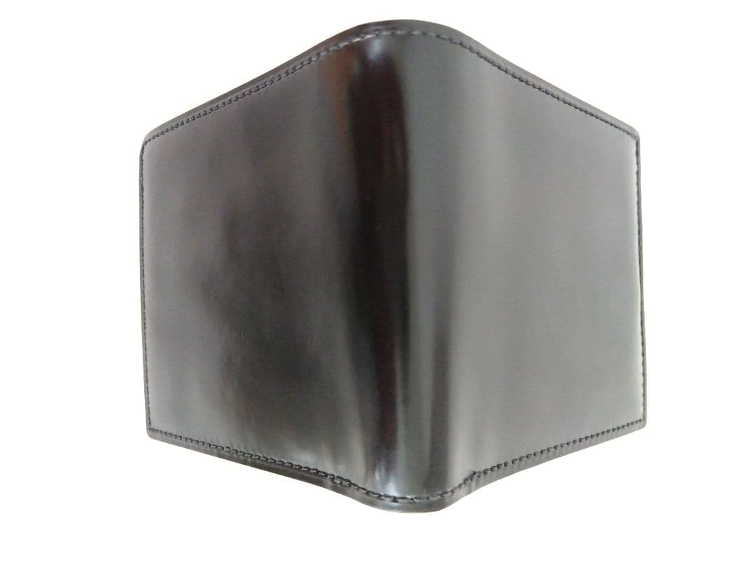 ガンゾ シェルコードバン２　小銭入れ付き 二つ折り財布　黒