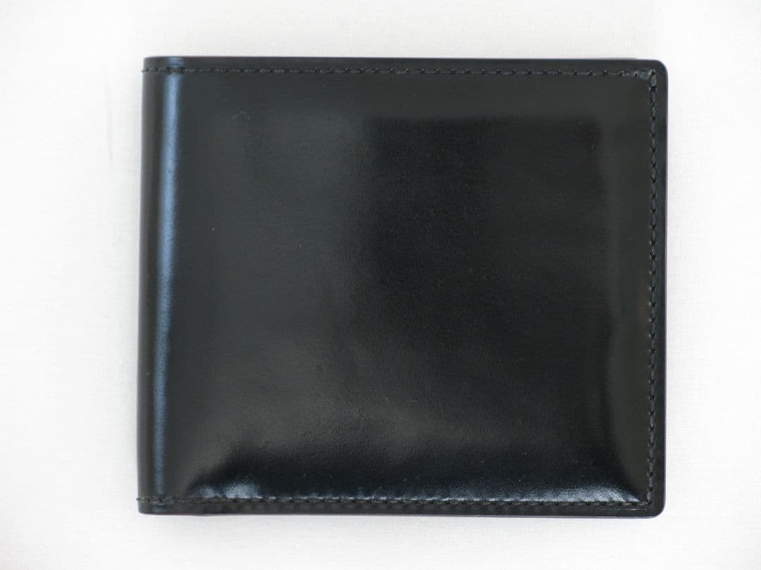 ガンゾ シェルコードバン２　小銭入れ付き 二つ折り財布　黒