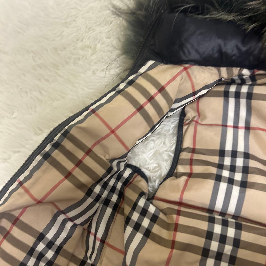 極美品　バーバリー ブルーレーベル ダウン ベスト メガチェック リアルファー