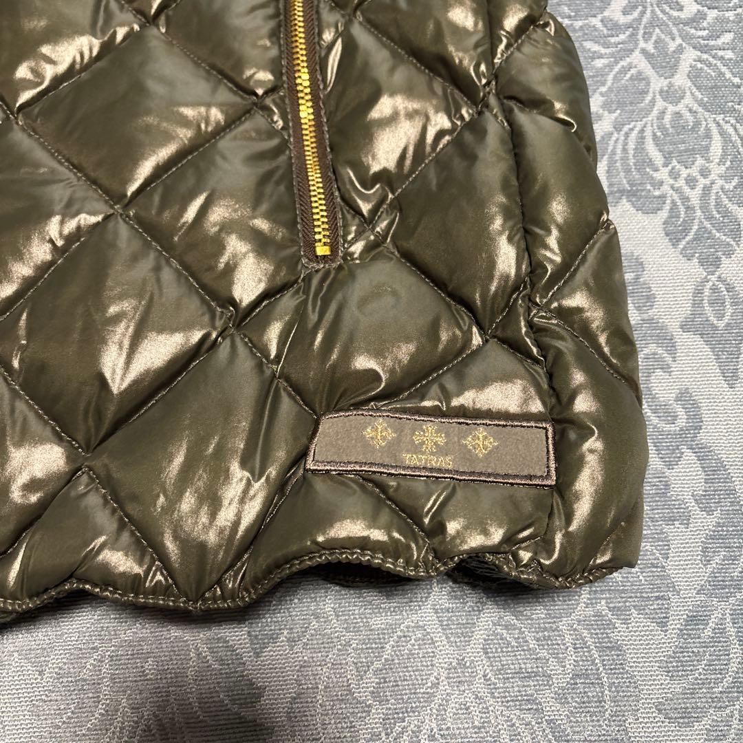 タトラス　ダウンベスト　ナイロン　04 カーキ　ファー付き　大きいサイズ