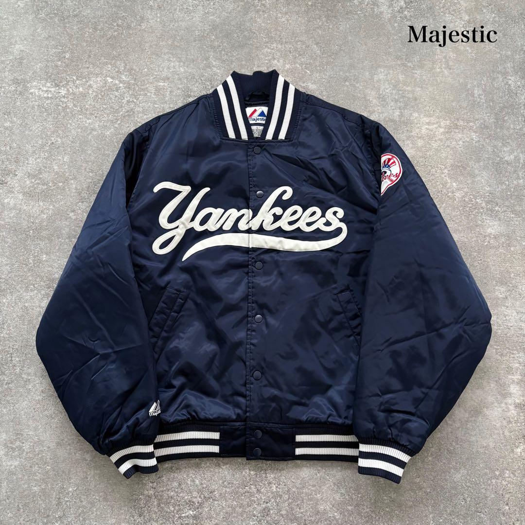 【Majestic】極美品 マジェスティック ヤンキース スタジャン 筆記体刺繍