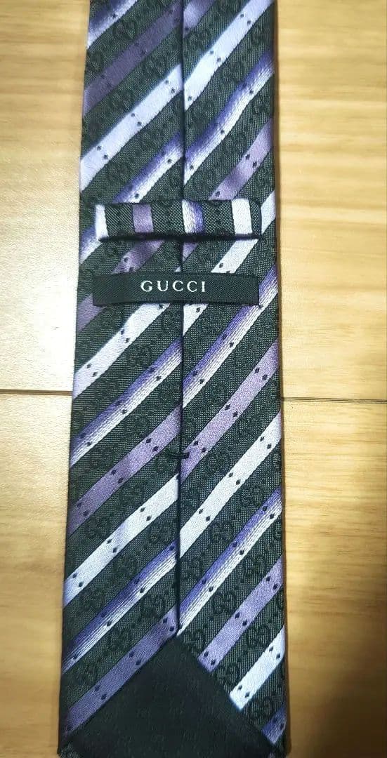 11/30まで値下げ 【未使用】グッチ　パープル　ストライプ　幅8.3cm