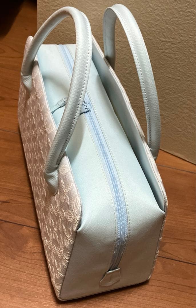 和装用バッグ 花柄ホワイト×水色