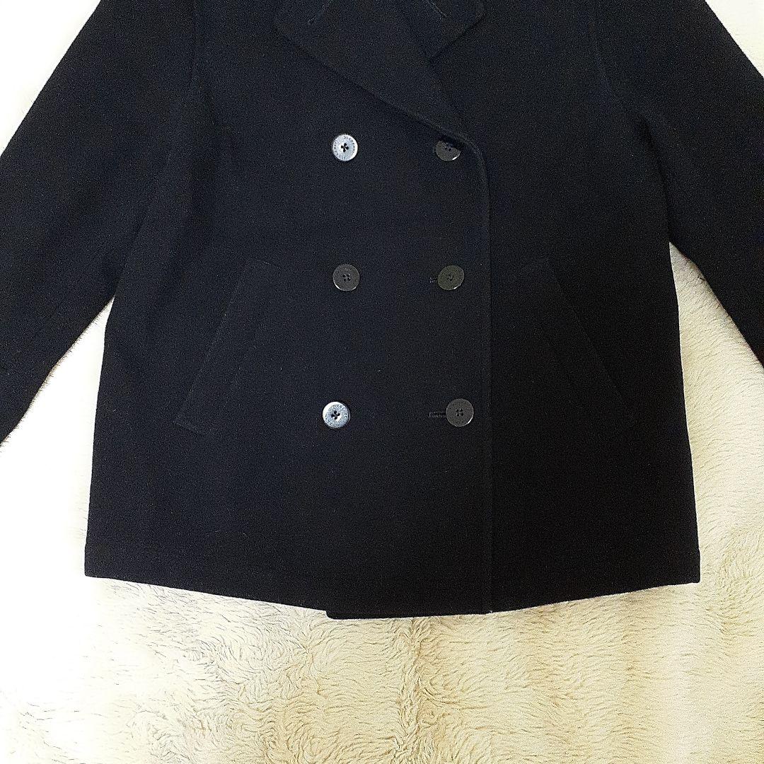 BURBERRYブラック ダブルブレスト ウールコート 150cmA