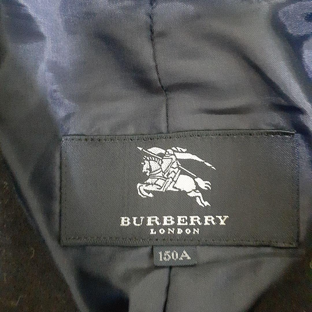 BURBERRYブラック ダブルブレスト ウールコート 150cmA