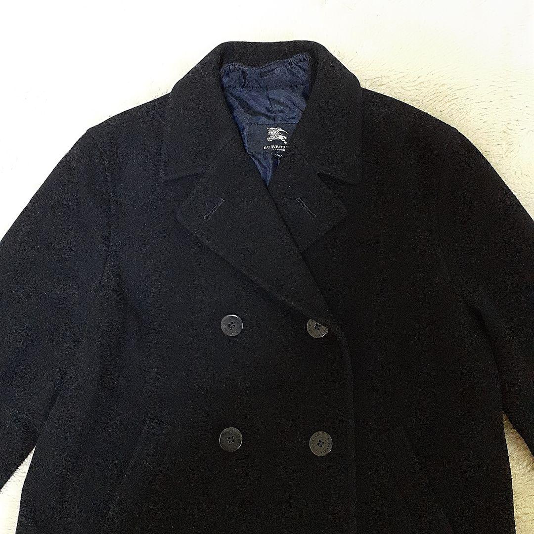 BURBERRYブラック ダブルブレスト ウールコート 150cmA