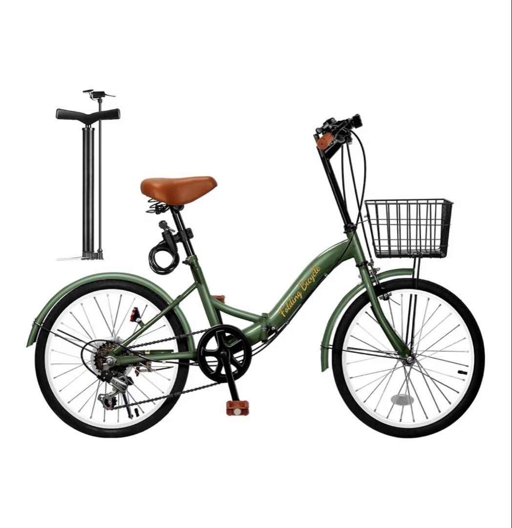 新品Mixiu 折りたたみ自転車 20インチ 軽量 シマノ６段変速/オリーブ色