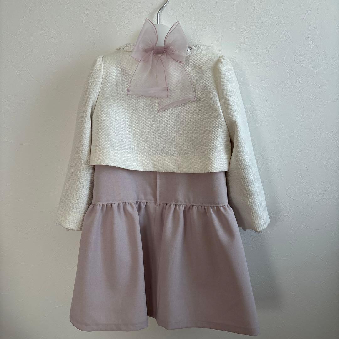 プティマイン（petit main）長袖OP+スカラップジャケットセット110