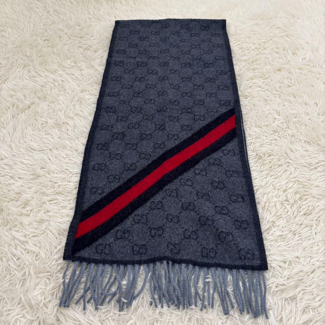 GUCCI グッチ GG シェリーライン マフラー ストール ウール×アルパカ