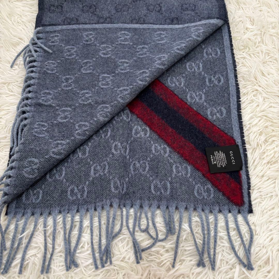 GUCCI グッチ GG シェリーライン マフラー ストール ウール×アルパカ