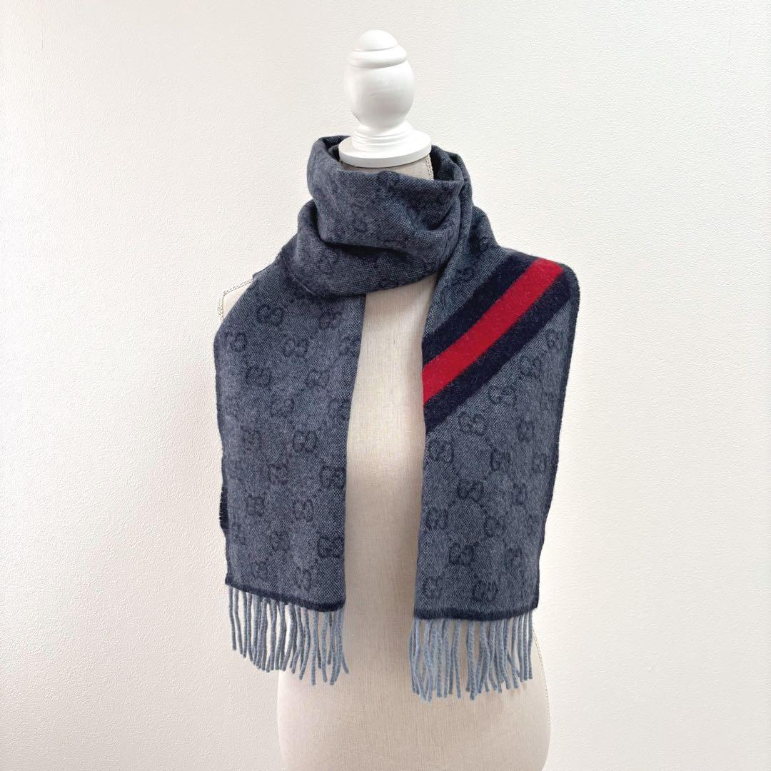 GUCCI グッチ GG シェリーライン マフラー ストール ウール×アルパカ