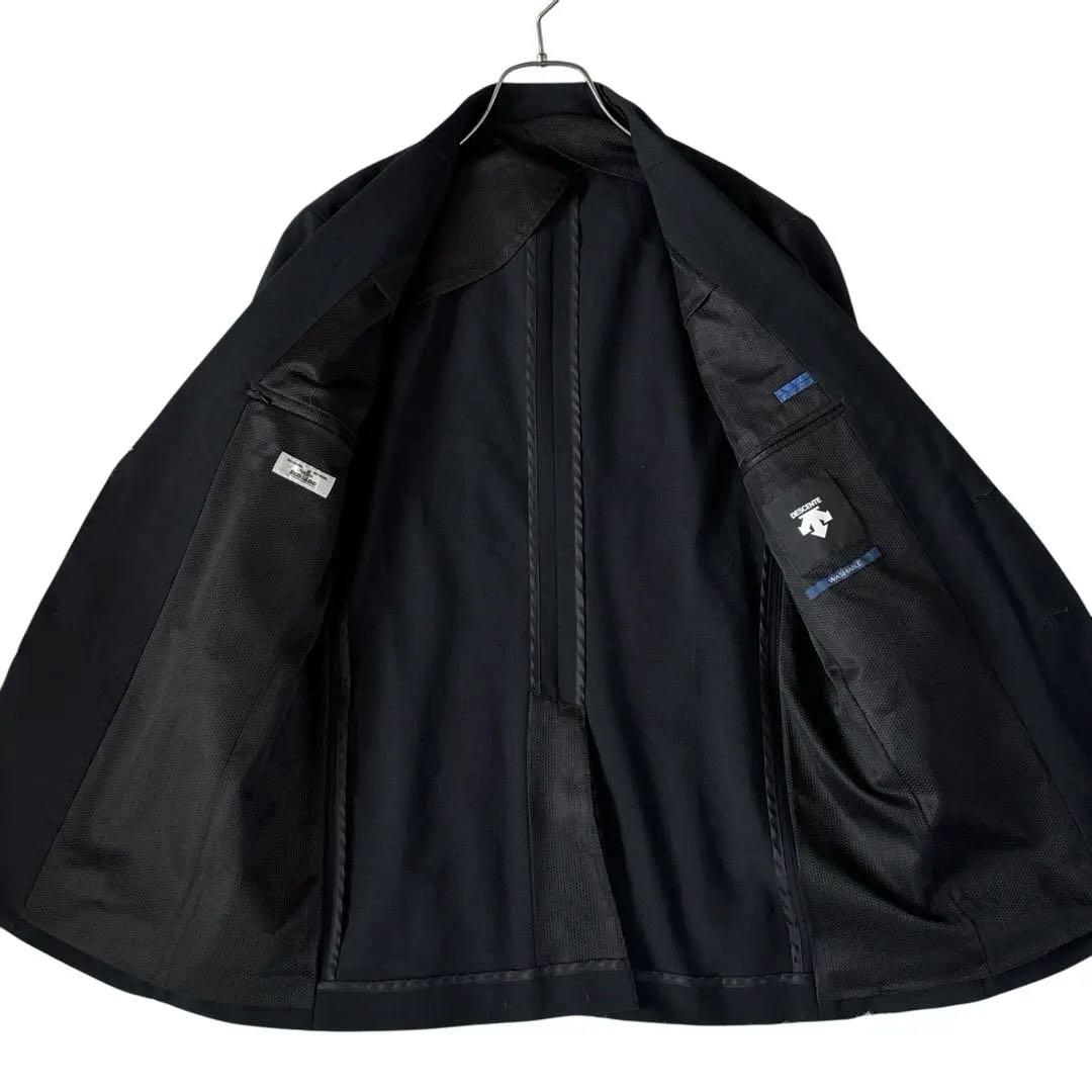 極美品 デサント 3ピース スーツ セットアップ ストレッチ ウォッシャブル　黒