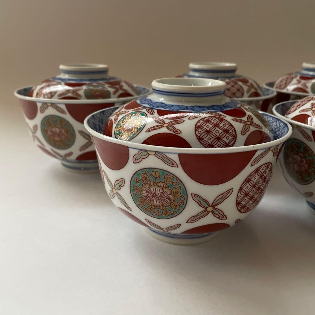 【希少】最高級 有田焼 其泉 丼 小どん 金彩 赤絵 丸紋 古伊万里 蓋付