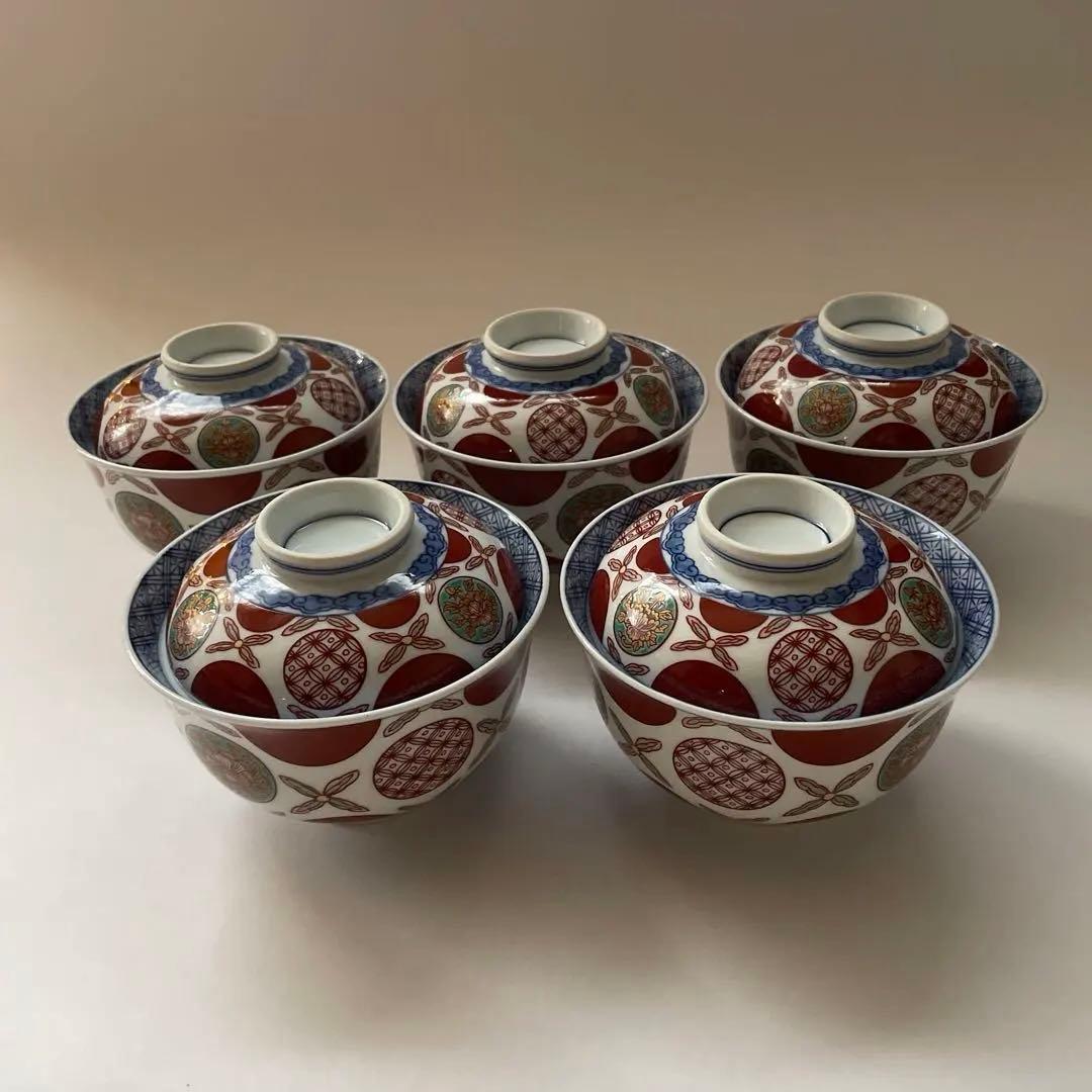 【希少】最高級 有田焼 其泉 丼 小どん 金彩 赤絵 丸紋 古伊万里 蓋付