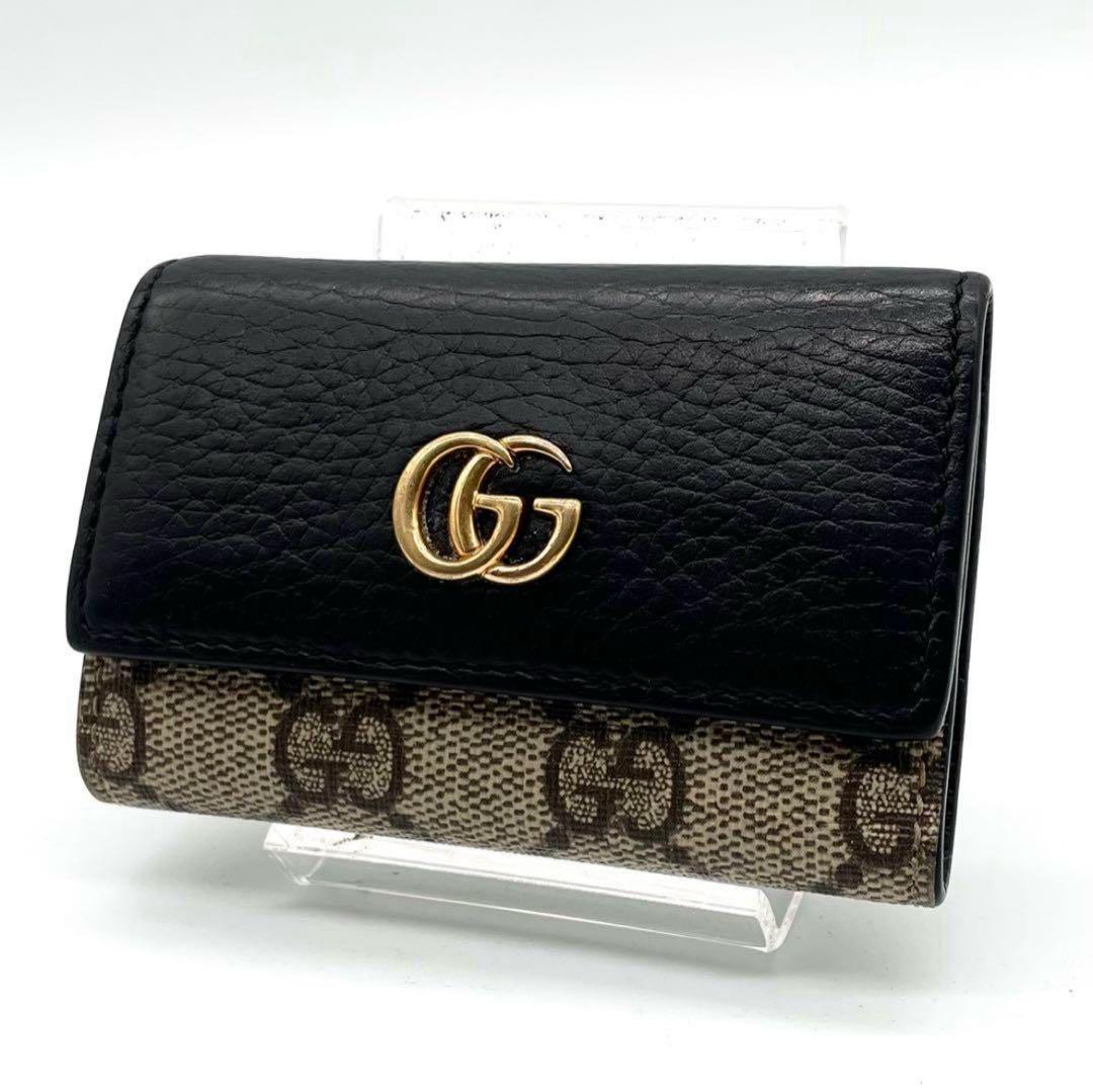 極美品✨グッチ 6連 キーケース GGマーモント レザー PVC ブラック