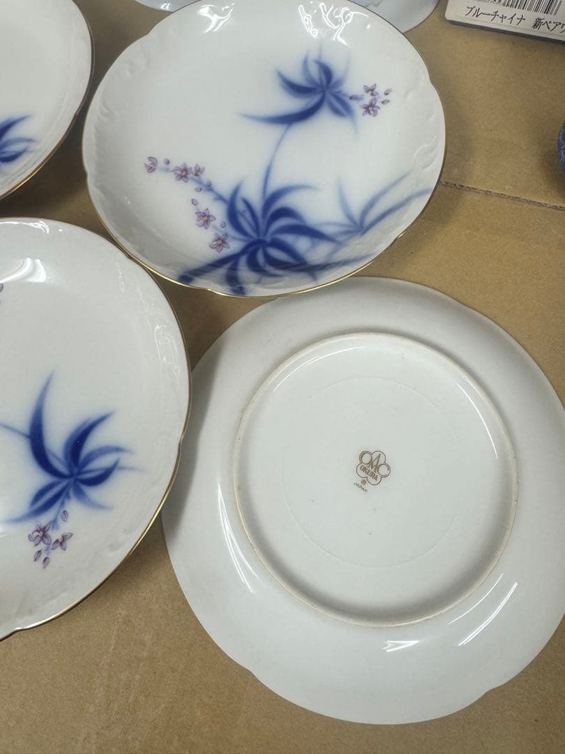 深川製瓷 大倉陶園 青い花柄の陶器セット