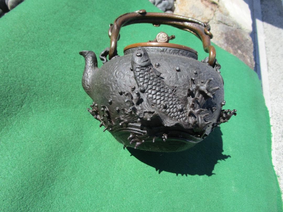 鉄瓶　銅蓋　細工物　水漏れ等なし　飾り物　1個