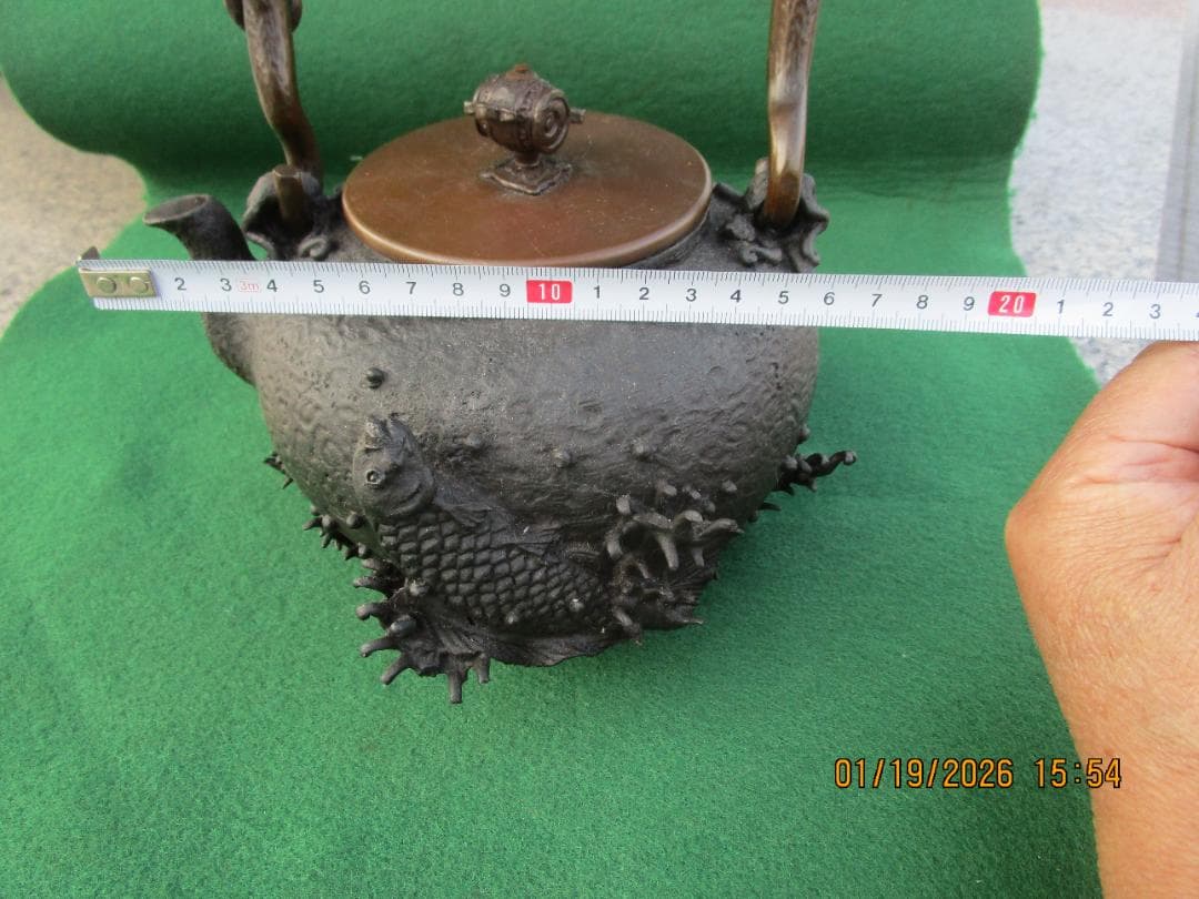 鉄瓶　銅蓋　細工物　水漏れ等なし　飾り物　1個