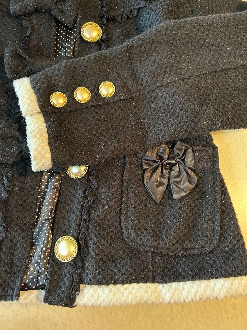 ★TRALALAリボン付きボタン ブラックジャケット★150-160