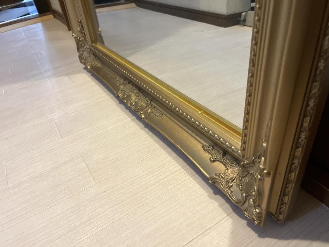 全身鏡 アンティーク調 ミラー 170cm 大型 ヴィンテージ調 ゴールド