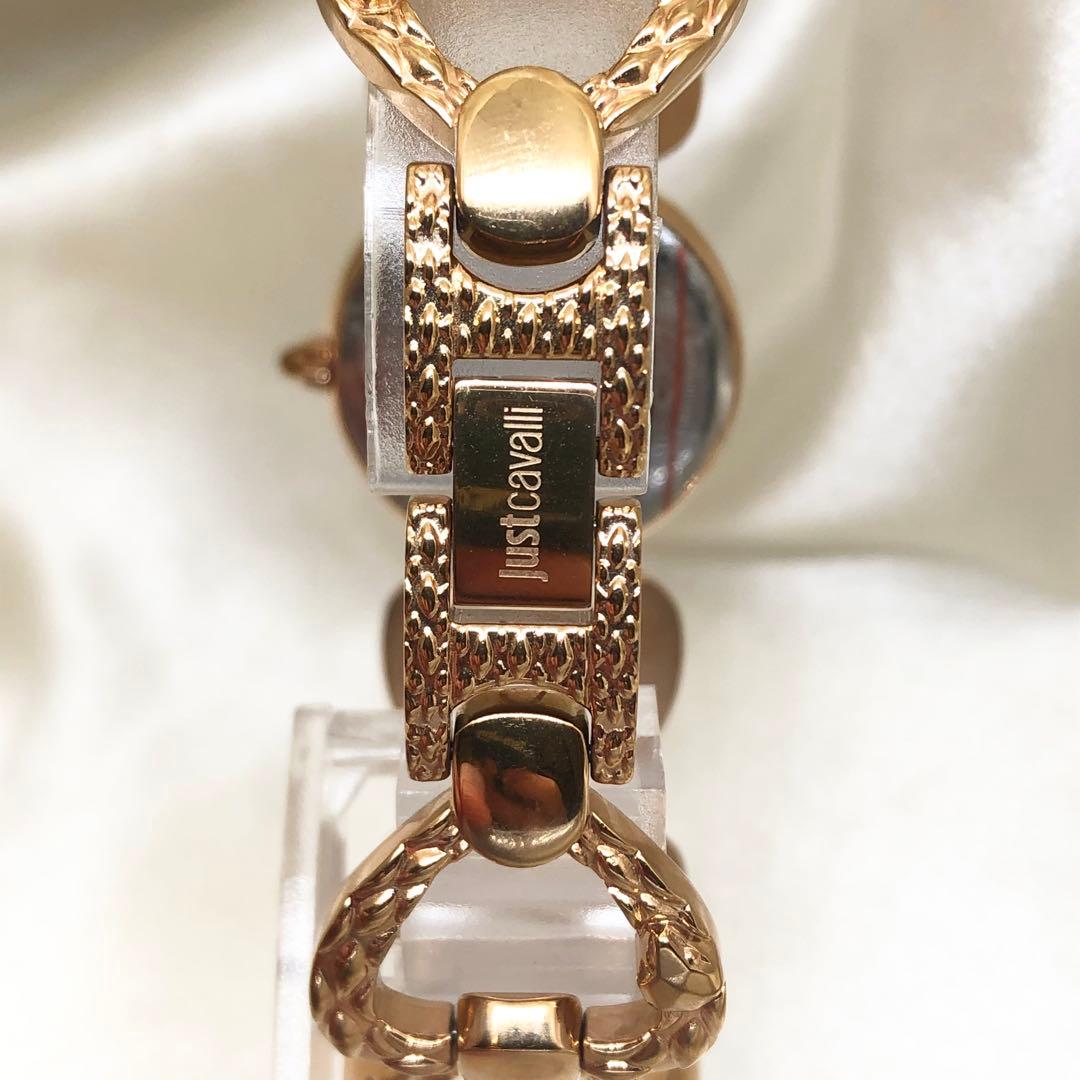 【稼働品】ジャストカヴァリ　シェル文字盤　クォーツ　腕時計　美品