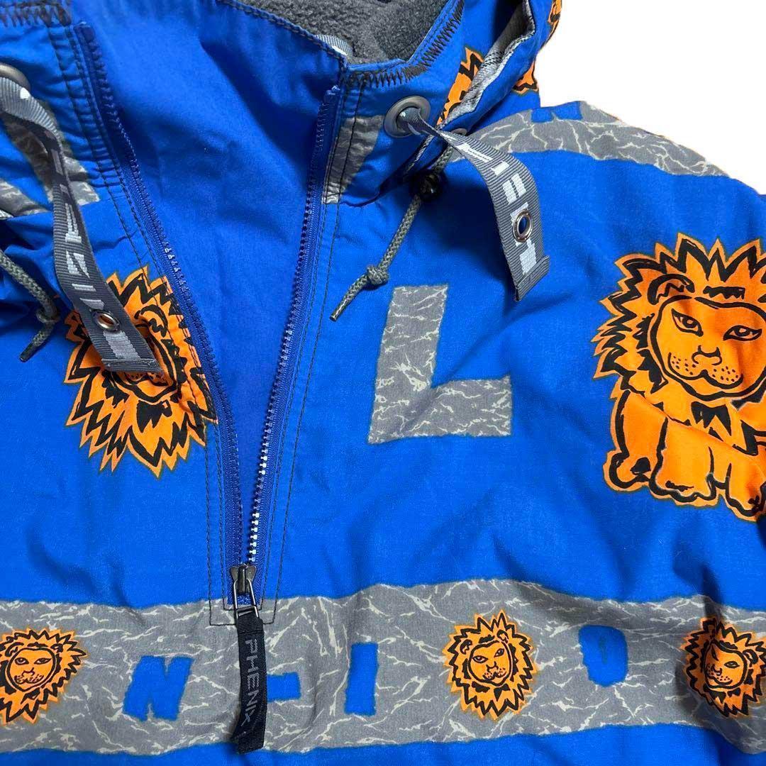 90s PHENIX スキーウェア 青 オレンジ O ライオン プルオーバー