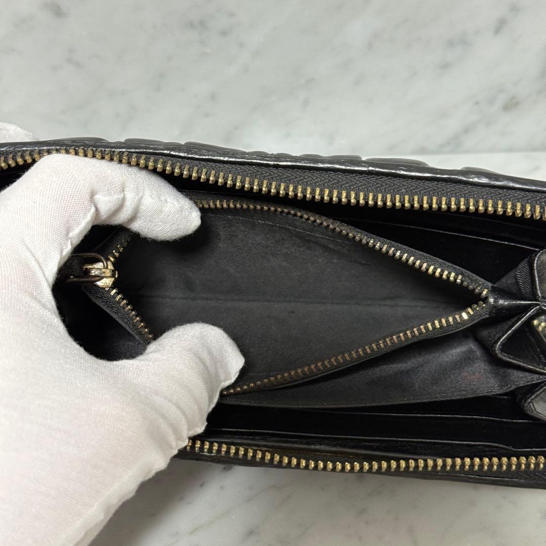 MIUMIU ミュウミュウ 長財布 ブラック 黒 キルティング ジップ ロゴ