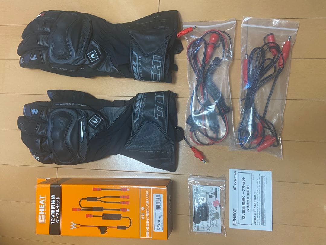 RSタイチ 電熱グローブ e-HEAT XL 12v車両接続ケーブルセット 美品