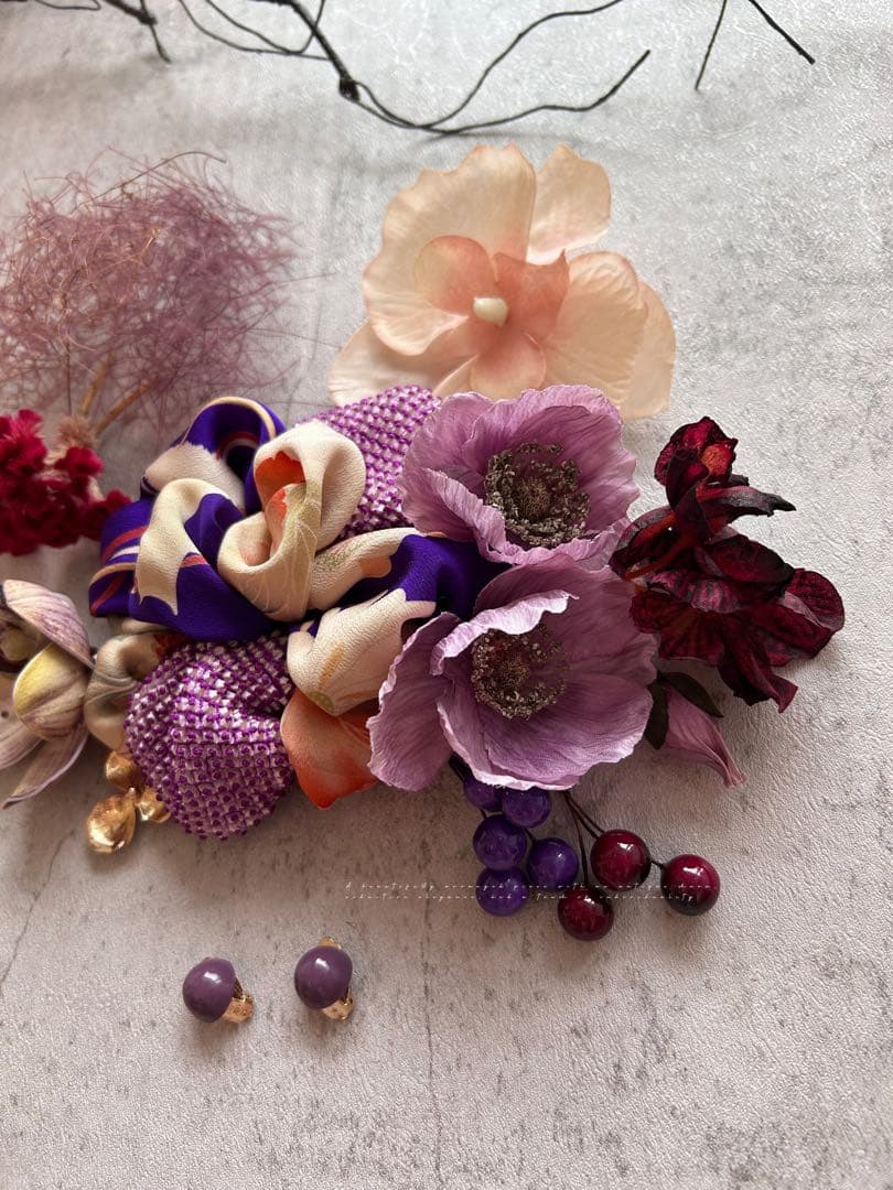 七五三　七五三髪飾り　ヘッドドレス　着物髪飾り　リメイク髪飾り　035